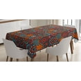 thumbnail image 1 of Ambesonne Mandala Tablecloth Rectangular Table Cover, Circular Nested Floral Form, 60"x84", Vermilion Ruby Sky Blue, 1 of 4