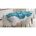thumbnail image 1 of Ambesonne Mandala Tablecloth Rectangular Table Cover, Traditional Blooming Floral, 60"x90", Blue White, 1 of 4