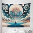 thumbnail image 1 of Ambesonne Mandala Tapestry King Size, Mystic Lands Arcane World, 104"x88", Dark Turquoise and Peach, 1 of 2