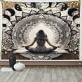 thumbnail image 1 of Ambesonne Mandala Tapestry Wall Hanging, Moon Phases and Lady Floral, 80"x60", Cocoa Charcoal Grey White, 1 of 3