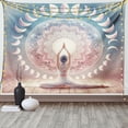 thumbnail image 1 of Ambesonne Mandala Tapestry Wall Hanging, Pastel Yoga Lady with Moon, 80"x60", Pale Pink Blue Grey Tan, 1 of 3