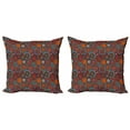 thumbnail image 1 of Ambesonne Mandala Throw Pillow Cover 2 Pack, Circular Nested Floral Form, 18", Vermilion Ruby Sky Blue, 1 of 2