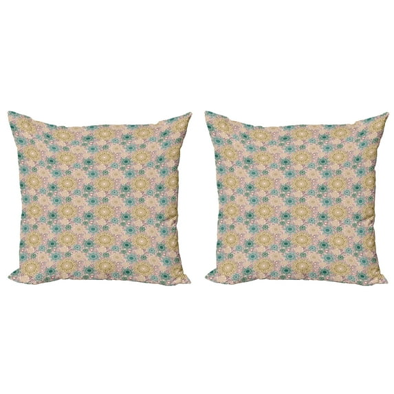 Ambesonne Mandala Throw Pillow Cover 2 Pack, Oriental Floral Pattern, 18", Multicolor