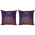 thumbnail image 1 of Ambesonne Mandala Throw Pillow Cover 2 Pack, Ornate Swirl Motif, 24", Purple Yellow, 1 of 2