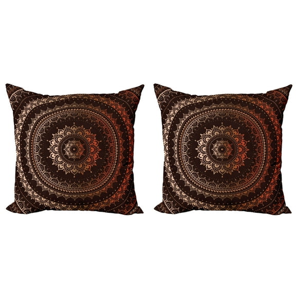 Ambesonne Mandala Throw Pillow Cover 2 Pack, Universe, 16", Chestnut Brown