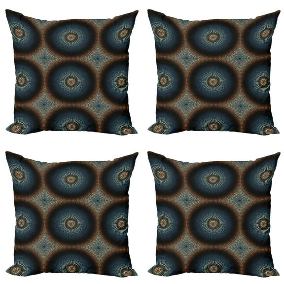 Ambesonne Mandala Throw Pillow Cover 4 Pack, Bohemian Round Dots Design, 18", Multicolor