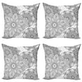 thumbnail image 1 of Ambesonne Mandala Throw Pillow Cover 4 Pack, Eastern Lace Floral Image, 20", White and Grey, 1 of 7