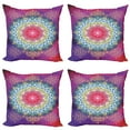 thumbnail image 1 of Ambesonne Mandala Throw Pillow Cover 4 Pack, Geometric Zigzag Shape, 20", Multicolor, 1 of 5