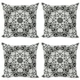 thumbnail image 1 of Ambesonne Mandala Throw Pillow Cover 4 Pack, Lace Like Lotus Flower Form, 18", Black White, 1 of 2
