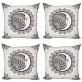 thumbnail image 1 of Ambesonne Mandala Throw Pillow Cover 4 Pack, Moon Stars Bohemian Pattern, 18", White Beige and Black, 1 of 5