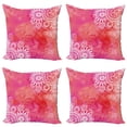 thumbnail image 1 of Ambesonne Mandala Throw Pillow Cover 4 Pack, Motifs, 20", Pink Coral White, 1 of 6