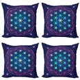 thumbnail image 1 of Ambesonne Mandala Throw Pillow Cover 4 Pack, Ombre Flower of Life, 18", Pale Blue Violet Indigo, 1 of 2