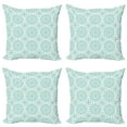 thumbnail image 1 of Ambesonne Mandala Throw Pillow Cover 4 Pack, Oriental Swirls, 18", Aqua and White, 1 of 2