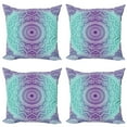 thumbnail image 1 of Ambesonne Mandala Throw Pillow Cover 4 Pack, Ornate Hippie, 16", Purple Aqua, 1 of 6