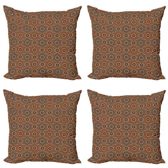 Ambesonne Mandala Throw Pillow Cover 4 Pack, Vintage Floral Paisleys, 16", Multicolor