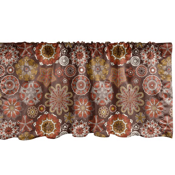 Ambesonne Mandala Window Valance, Floral Motifs Flowers Print, 54" X 12", Multicolor