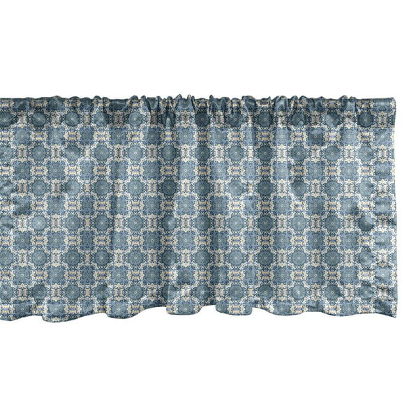 Ambesonne Mandala Window Valance, Repeating Form, 42" x 12", Reseda Green Pale Blue