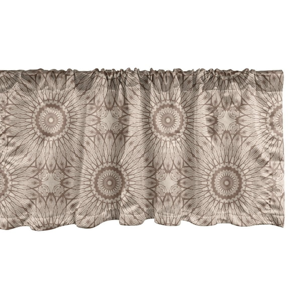 Ambesonne Mandala Window Valance, Traditional Oriental Motif, 54" X 18", Pale Mauve Taupe Pale Tan