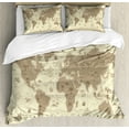 thumbnail image 1 of Ambesonne Map Duvet Cover Sets, Aged World Monsters Compass, 2-Queen, Sepia Pale Yellow, 1 of 7