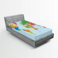 thumbnail image 1 of Ambesonne Map Fitted Sheet 2 Pcs Set, Colorful Political World, Twin, Multicolor, 1 of 3