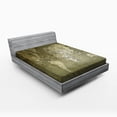 thumbnail image 1 of Ambesonne Map Fitted Sheet, Nostalgic World Map, Full Size, Army Green, 1 of 2