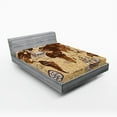 thumbnail image 1 of Ambesonne Map Fitted Sheet, Retro Sketch World Map, Full Size, Brown and Sand Brown, 1 of 2