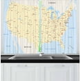 thumbnail image 1 of Ambesonne Map Kitchen Curtains, America Cities Interstate, 55"x45", Yellow Red Pale Blue, 1 of 1