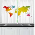 thumbnail image 1 of Ambesonne Map Kitchen Curtains, Continents World Watercolor, 55"x39", Multicolor, 1 of 2