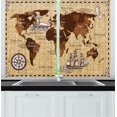 thumbnail image 1 of Ambesonne Map Kitchen Curtains, Retro Sketch World Map, 55"x39", Brown and Sand Brown, 1 of 2