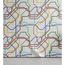 Ambesonne Map Peel & Stick Wallpaper for Home, Vibrant Striped Metro Route, 13"x72", Multicolor