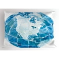thumbnail image 1 of Ambesonne Map Pillow Sham, Watercolor North America, 26" X 20", Blue White, 1 of 2