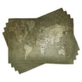 thumbnail image 1 of Ambesonne Map Place Mats Set of 4, Nostalgic World Map, Standard Size, Army Green, 1 of 6