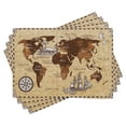 thumbnail image 1 of Ambesonne Map Place Mats Set of 4, Retro Sketch World Map, Standard Size, Brown and Sand Brown, 1 of 6