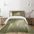thumbnail image 1 of Ambesonne Map Quilted Bedspread Set 2 Pcs, Nostalgic World Map, Twin Size, Army Green, 1 of 3
