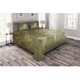 thumbnail image 1 of Ambesonne Map Quilted Bedspread Set 3 Pcs, Nostalgic World Map, Queen Size, Army Green, 1 of 3
