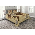 thumbnail image 1 of Ambesonne Map Quilted Bedspread Set 3 Pcs, Retro Sketch World Map, Queen Size, Brown and Sand Brown, 1 of 3