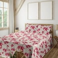thumbnail image 1 of Ambesonne Maple Leaves Fitted & Flat Sheet with Shams 4 Pcs Set, Canadian Leaf Pattern, Full, Hot Pink Dark Coral, 1 of 1