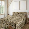 thumbnail image 1 of Ambesonne Marble Print Fitted & Flat Sheet with Sham 3 Pcs Set, Marbling Look Pattern, Twin XL, Mustard and Taupe Grey, 1 of 5