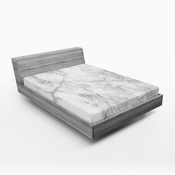 Ambesonne Marble Print Fitted Sheet 2 Pcs Set, Lines Stained Grunge, California King, Grey Dust