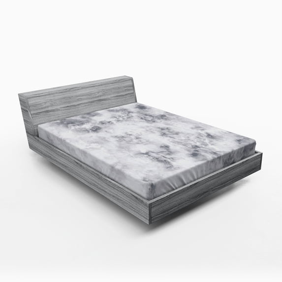 Ambesonne Marble Print Fitted Sheet, Granite Stormy Details, Full Size, Pale Grey Dust