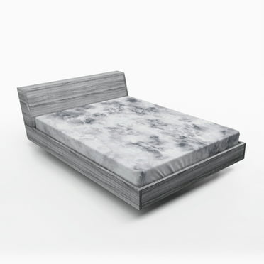 Ambesonne Marble Print Fitted Sheet, Granite Stormy Details, Queen Size, Pale Grey Dust