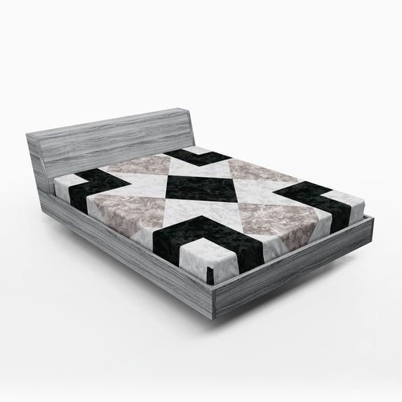Ambesonne Marble Print Fitted Sheet, Marble Effect, Full Size, Black Beige