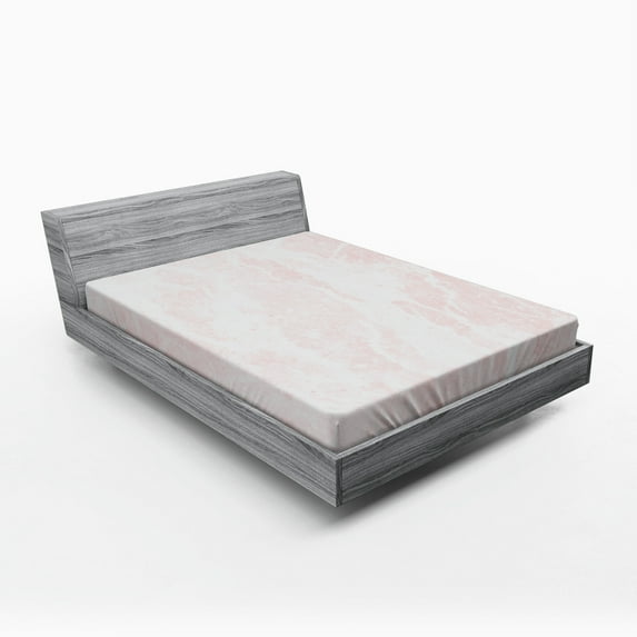 Ambesonne Marble Print Fitted Sheet, Mineral Scratches, Full Size, Pale Pink White