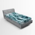 thumbnail image 1 of Ambesonne Marble Print Fitted Sheet, Rocky Surface Pattern, Twin Size, Jade Green Teal White, 1 of 2