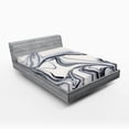 thumbnail image 1 of Ambesonne Marble Print Fitted Sheet, Trippy Unusual Forms, Full Size, Black Pale Grey Dust, 1 of 3