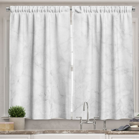 Ambesonne Marble Print Kitchen Curtains, Abstract Stone Veins, 55"x45", Dust Grey
