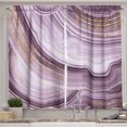 thumbnail image 1 of Ambesonne Marble Print Kitchen Curtains, Striped Look Waves, 55"x24", Pale Purple and Mustard, 1 of 3