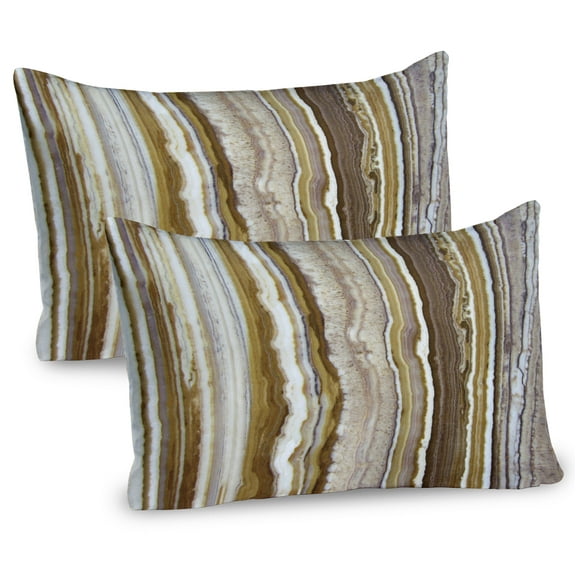 Ambesonne Marble Print Pillow Sham 2 Pack, Marble Rock Patterns, 30"x20", Mustard Brown