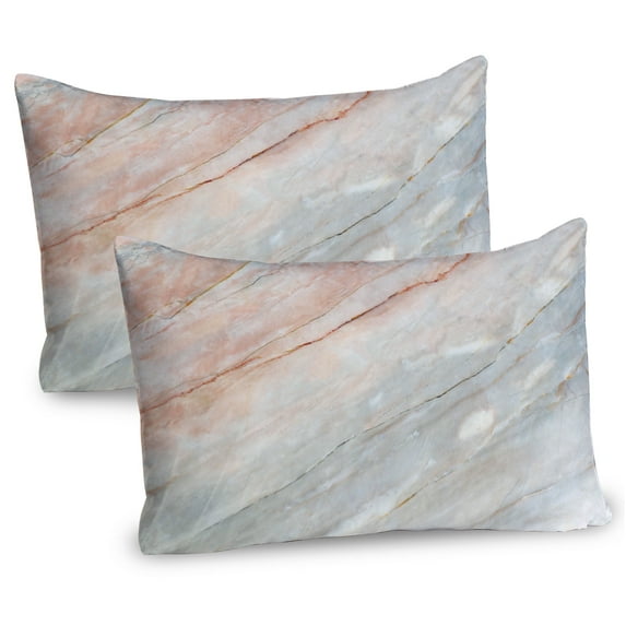 Ambesonne Marble Print Pillow Sham 2 Pack, Onyx Scratches, 36"x20", Pale Grey Peach
