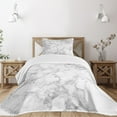 thumbnail image 1 of Ambesonne Marble Print Quilted Bedspread Set 2 Pcs, Granite Nature Spots, Twin Size, Pale Grey Dust, 1 of 5
